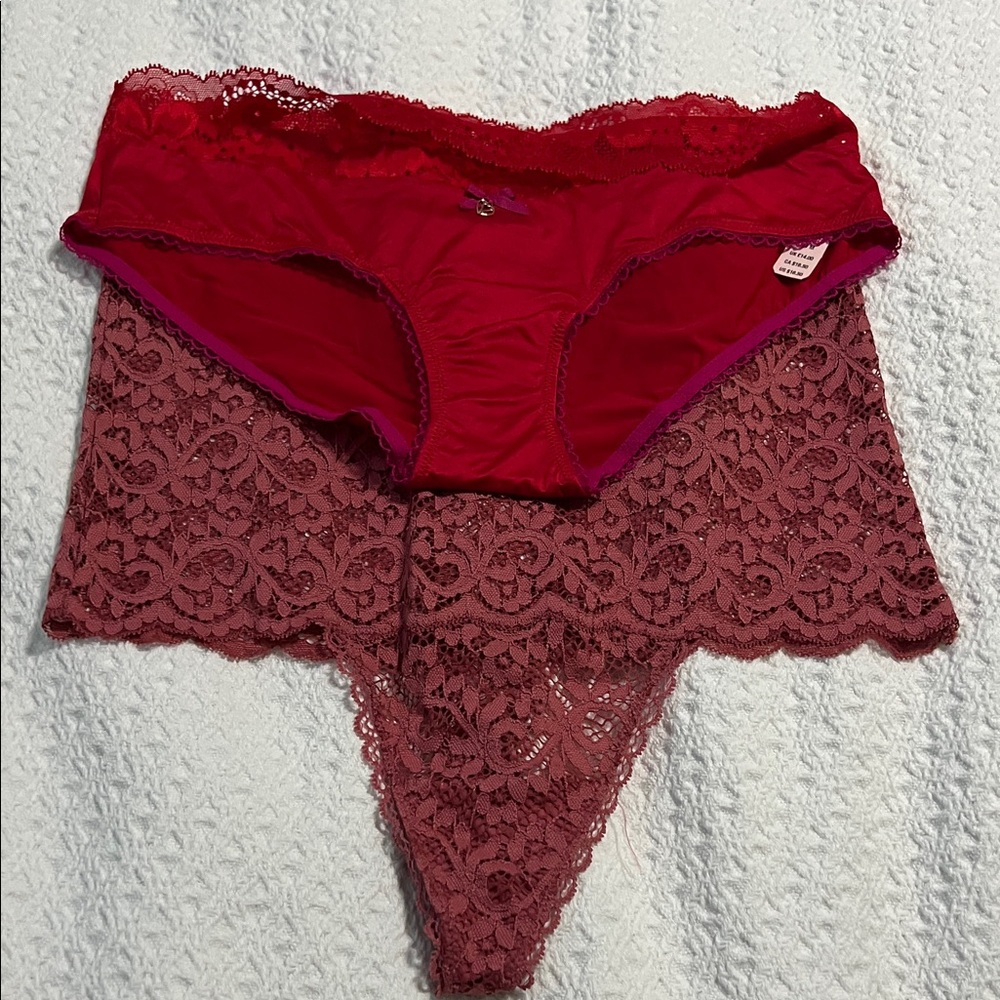 Victoria's Secret Red and Burgundy Lace Panties NWT